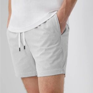 Onia Gray Striped Swim Trunks